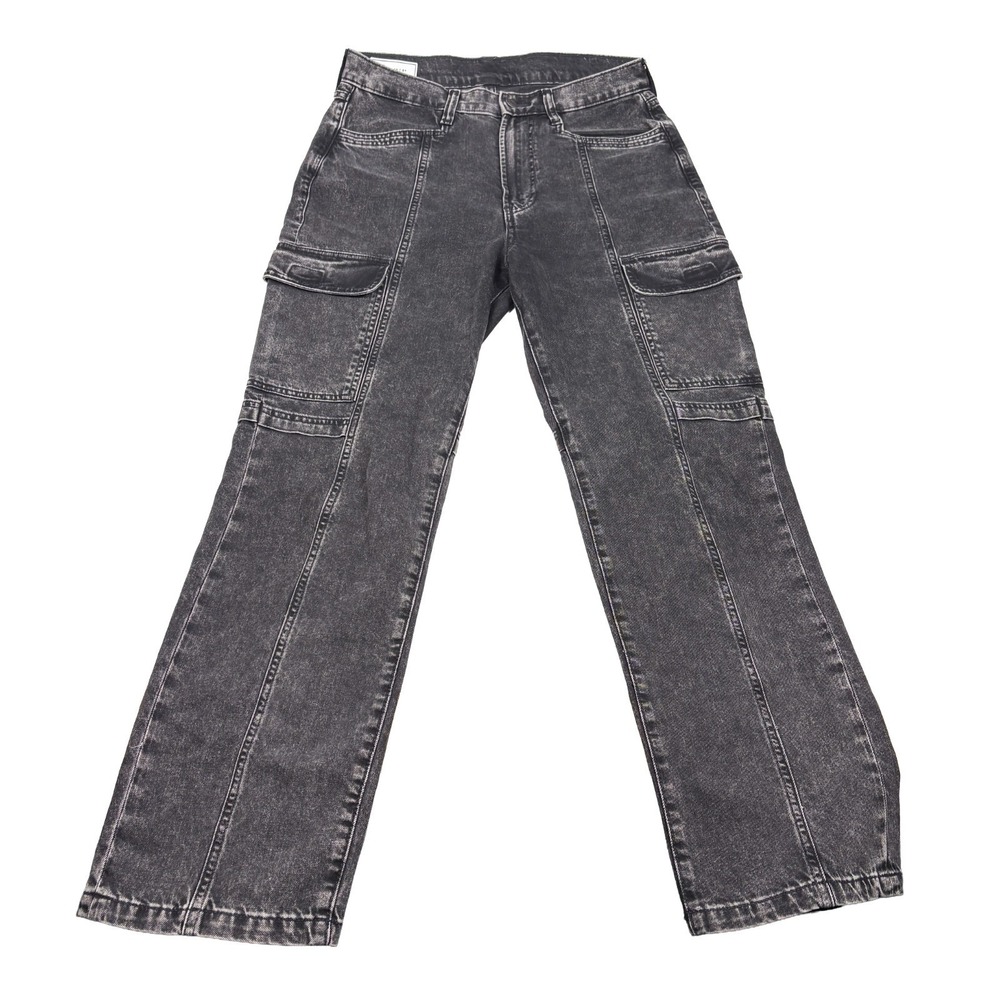 Gap 90s Loose Cargo Jeans Womens Sz 8 Black Wash Grunge Skater Street Y2K Baggy